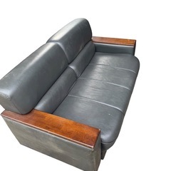  2掛けソファ 生活家具 レザー 木製 椅子 A09042の画像