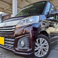 27年式☆ブレーキサポート付き☆月々9千円〜分割払い可❗️ 車検2年付き！【名義変更代込み】大人気☆スズキ スペーシアカスタム☆ステアリングスイッチ付き☆SDナビ付き☆電動スライドドア☆ドラレコ☆スマートキー☆フルオートエアコン☆純正アルミ☆事故歴修復歴なし☆そのまま乗って帰れます‼️の画像