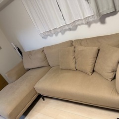 美品2WAYカウチソファ（ベージュ）の画像