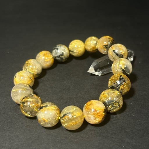 太陽放射ルチルクォーツ ブレスレット 約12mm玉 内径16cm