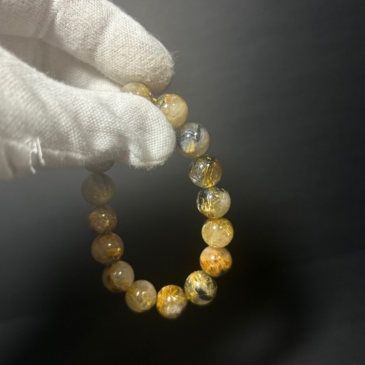 太陽放射ルチルクォーツ 人気 ブレスレット 約12mm玉 内径16cm