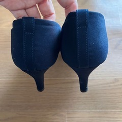 【ベロア】パンプス Lサイズ ネイビー ヒール6.5cm 秋冬 レディースの画像