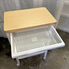キャスター付　ウッドテーブルワゴン 3段の画像
