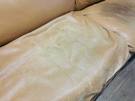 ALFLEX 3人掛けソファー総革 状態悪い