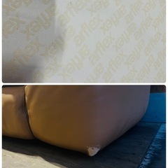 ALFLEX 3人掛けソファー総革 状態悪いの画像