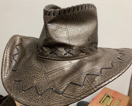 希少　美品　メキシカン本革テンガロンハット　カウボーイハットブラックゴールド