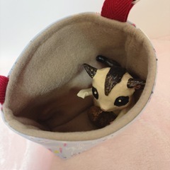 モモンガポーチ 1~2匹 小動物用 入口スッキリ 寝袋 うさぎ柄 フリース の画像