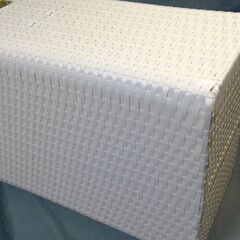  ≪ラタン調≫蓋付き　ランドリーボックス　    49x38 ホワイト   	272050000PR52の画像