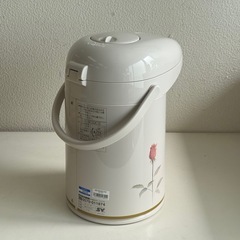 【美品】象印 マホービン 押すだけポット ローズ柄 AB-RZ22G-FE／ZOJIRUSHI ガラス魔法瓶 卓上ポット ワンプッシュ 給湯 保温 保冷 花柄 デザイン 取扱説明書・外箱付き キッチン インテリア エコ・電気不要 真空断熱の画像