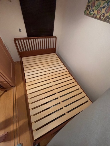関家具　天然オーク材セミダブルベッド