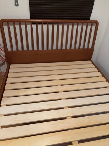 関家具　天然オーク材セミダブルベッド