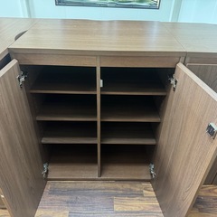 木目キャビネット2台＆ゴミ箱収納セットの画像