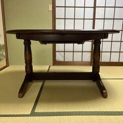 木製 楕円形テーブル　折りたたみ式の画像