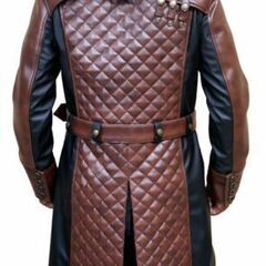 羊革キルティング襟ロングコート Sheep Leather Long Coat with Quilted Collarの画像
