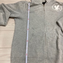 古着　ジップアップパーカー グレー ロゴプリント FREE LIFE LOVE NATUREの画像