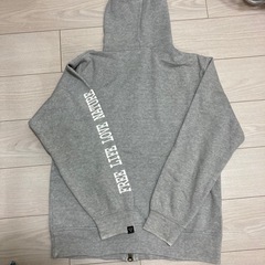 古着　ジップアップパーカー グレー ロゴプリント FREE LIFE LOVE NATUREの画像