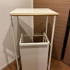 【Tower】目隠し分別ダストワゴン（2分別）・伸縮ゴミ箱上ラック【2個セット】の画像