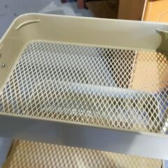 木製天板付き キッチンワゴン 3段 キャスター付き の画像