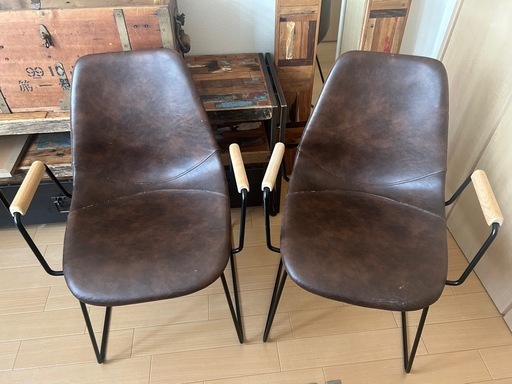 a.depeche/アデペシュ　PUNISH arm chair ブラウン2台　ダイニングチェア