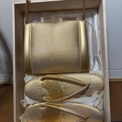 ★着物用和装用ハンドバッグ★草履★セット★ゴールド★の画像