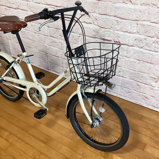 【大人用】整備済中古自転車 ブリヂストン 20型ベガス アイボリー色ブラウンパーツ <自転車のオオムラ 静岡店>