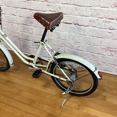 【大人用】整備済中古自転車 ブリヂストン 20型ベガス アイボリー色ブラウンパーツ <自転車のオオムラ 静岡店>の画像