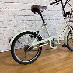 【大人用】整備済中古自転車 ブリヂストン 20型ベガス アイボリー色ブラウンパーツ <自転車のオオムラ 静岡店>の画像