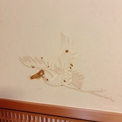 和障子アンティーク建具　鶴柄に組子のデザインがお洒落な障子美品の画像