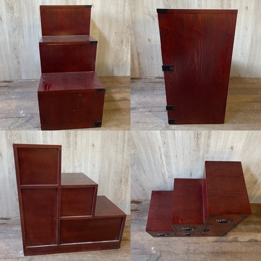 階段箪笥 昭和レトロ 卸売 左下り 飾り棚 収納棚 アンティーク家具