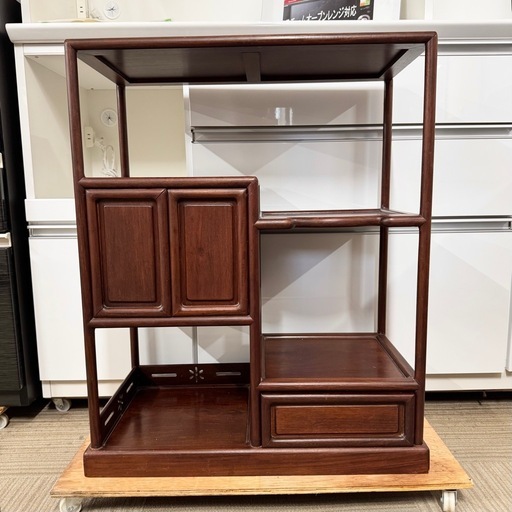 【お買い得！‼️】コンパクト 紫檀 茶棚 飾り棚 唐木 キャビネット 収納家具 和風 インテリア 和家具 レトロ アンティーク