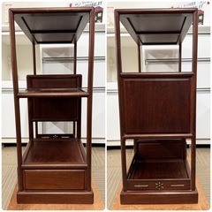 【お買い得！‼️】コンパクト 紫檀 茶棚 飾り棚 唐木 キャビネット 収納家具 和風 インテリア 和家具 レトロ アンティークの画像