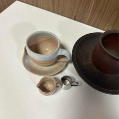 カップ&ソーサー ミルクピッチャー セット 備前焼 陶器の画像