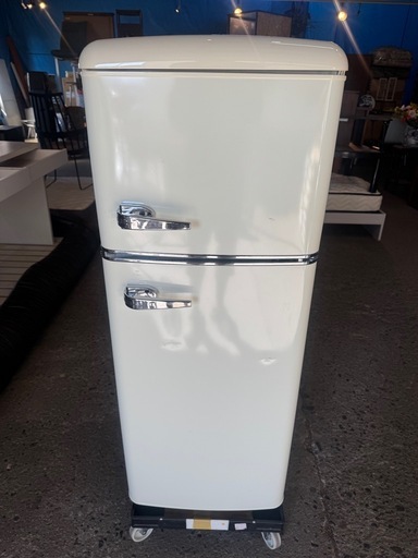 レトロ調 2ドア冷蔵庫 114L 2020年製 アイリスオーヤマ PRR-122D-W