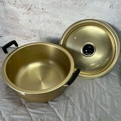 ホクセイ アルミ製 両手鍋 33cm 調理道具 調理器具 厨房 厨房機器 店舗 店舗用品 鍋 アルミ鍋 キッチン用品 H16cm 蓋付き ① Y2268の画像