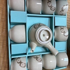 瑠璃切子グラス 急須湯呑みセット 瑠璃色タンブラーグラス｜和食器 茶器 ガラス 食器 まとめ売り　掛川市の画像
