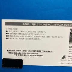 箱根ガラスの森招待券・2枚の画像
