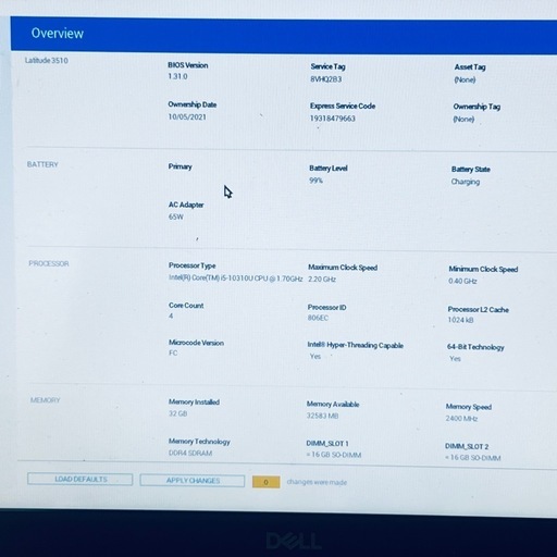 高性能ビジネスノートパソコン DELL 10世代 core i5 メモリ32GB SSD大容量計1.5TB