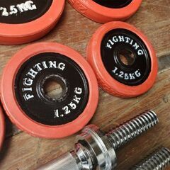中古 ダンベル FIGHTINGROAD ラバーダンベル 30kgセット  片手15kg×2個 筋トレ トレーニング 札幌市 北区の画像