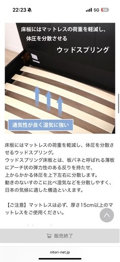 廃盤】ニトリ黒ローベット合成皮 すのこセミダブルベッドフレーム(バッソ/BK)