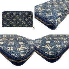 ルイヴィトン LOUIS VUITTON 二つ折り財布 モノグラム ジャガードデニム ラウンドジップウォレット M81226 ブルーの画像