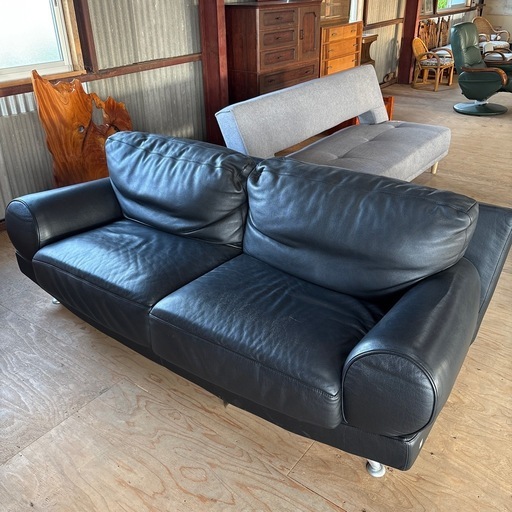 本革  3人掛けソファ  黒