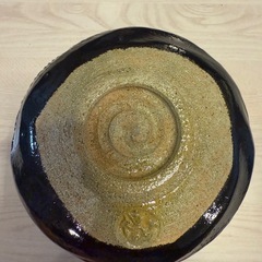 【未使用品】清水焼 京焼 黒楽抹茶茶碗 楽焼 佐々木松楽造　黒楽茶碗 茶道 陶芸の画像