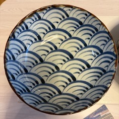 【未使用】伊万里焼 清秀作 日本製 陶器 丼 盛皿 波模様 2個セット 元箱付の画像