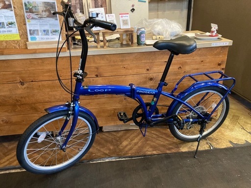値下げ！【10月末まで防犯登録無料！】6段変速　20インチ折りたたみ自転車　ブルー