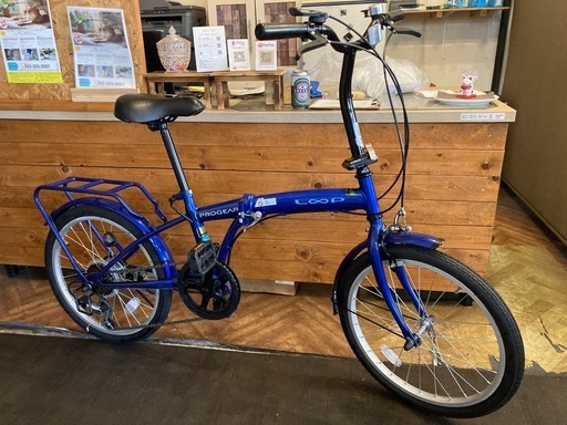 値下げ！【10月末まで防犯登録無料！】6段変速　20インチ折りたたみ自転車　ブルー