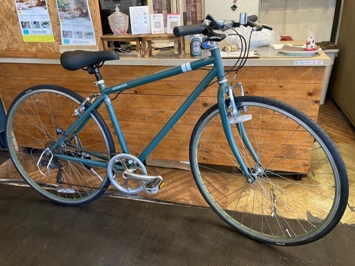 【前輪チューブ・チェーン新品！】6段変速　700×28cクロスバイク　モスグリーン