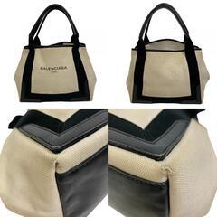 バレンシアガ BALENCIAGA トートバッグ ネイビーカバスS ポーチ付き ハンドバッグ 339933 ベージュの画像