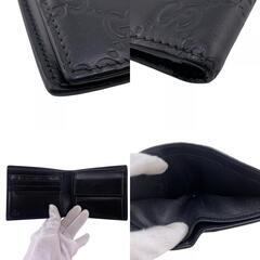 グッチ GUCCI 二つ折り財布 グッチシマ GG柄 365467 ブラックの画像