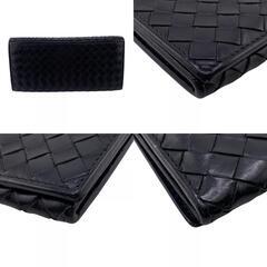 ボッテガヴェネタ BOTTEGAVENETA 長財布 イントレチャート 長札入れ フラップ ブラックの画像