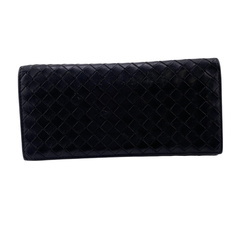 ボッテガヴェネタ BOTTEGAVENETA 長財布 イントレチャート 長札入れ フラップ ブラックの画像